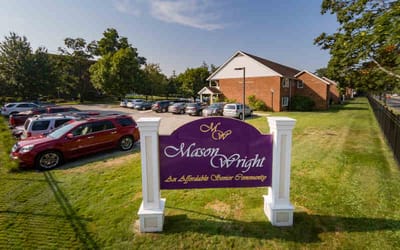 Exterior view of Mason Wright senior community signage