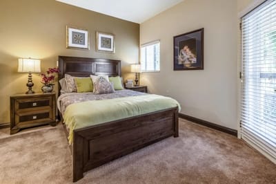 Cozy private room with a bed and decor