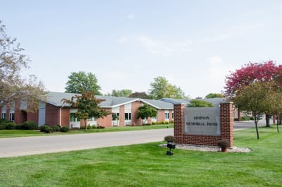 Exterior view of Simpson Memorial Home entrance