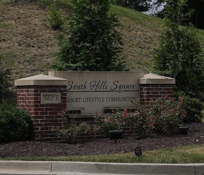 Exterior sign of South Hills Square Retirement Resort