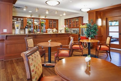 Interior dining area with tables and chairs