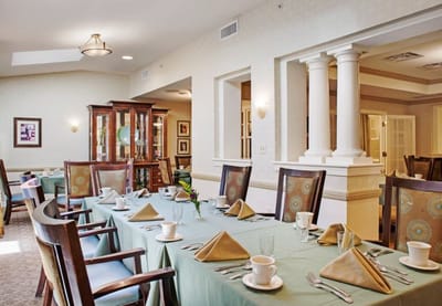 Dining table elegantly set for a meal