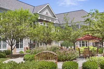 Beautiful courtyard with seating and greenery