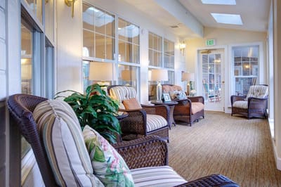 Bright common area with comfortable seating.