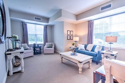 Bright interior of a well-furnished common area