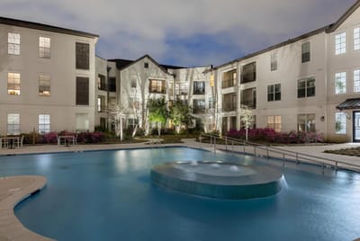 Beautiful outdoor area with pool and landscaping