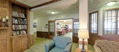 Interior view of the Redwood Room at a senior living facility