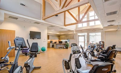 Interior view of a fitness area with equipment