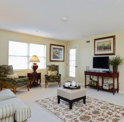 Cozy lounge area with seating and decor