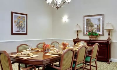Dining room setup with table and chairs
