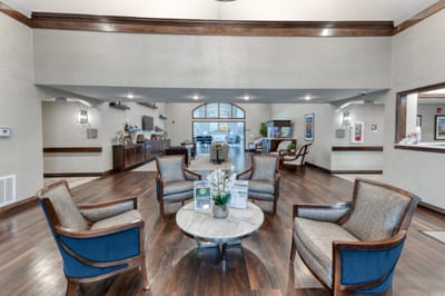 Bright and inviting lobby area with seating