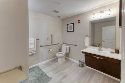 Accessible bathroom with safety features