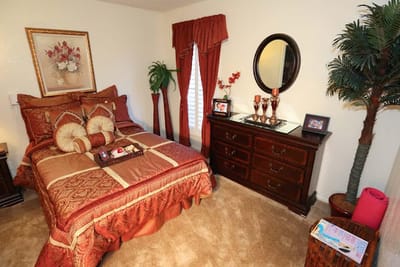 Cozy private bedroom with decorative elements