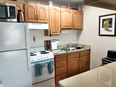 Bright kitchen space in a senior living facility