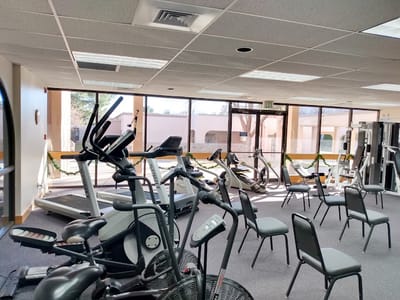 Interior view of the fitness room with exercise equipment