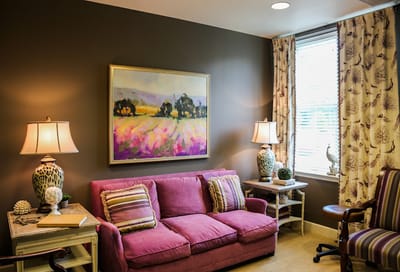A cozy interior living room with comfortable furniture