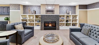 Stylish living room with a fireplace and comfortable seating