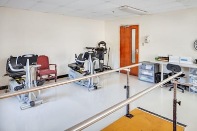 Equipment in a rehabilitation room with exercise machines