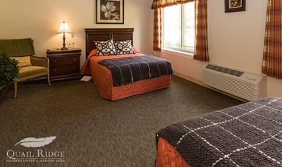 Comfortable interior view of a double resident room