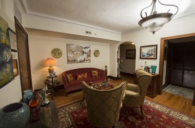 Cozy interior common area with seating