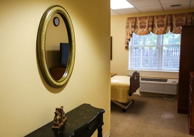 Interior view of a resident room with furniture
