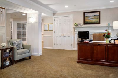 Interior of a welcoming reception area in a care facility