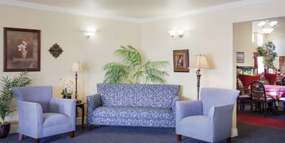 Interior view of a cozy lounge area with seating