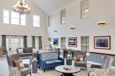 Bright and airy lounge area with seating