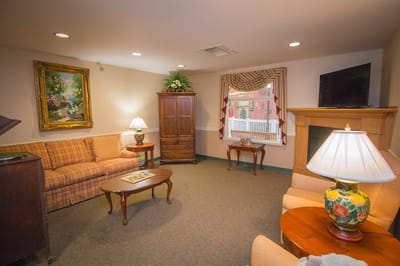 Cozy interior lounge area with seating and decor