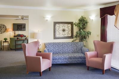 Cozy lounge area with seating and decor