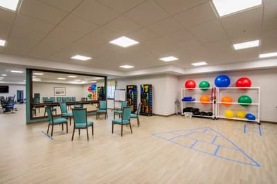 Interior activity space with exercise equipment