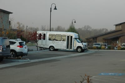 Facility transport van parked outside
