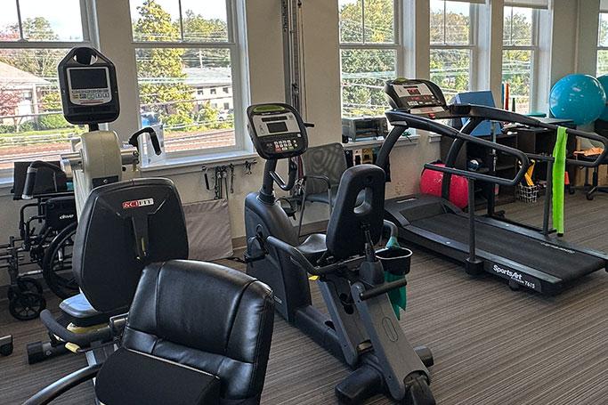 Interior view of a fitness area with exercise equipment