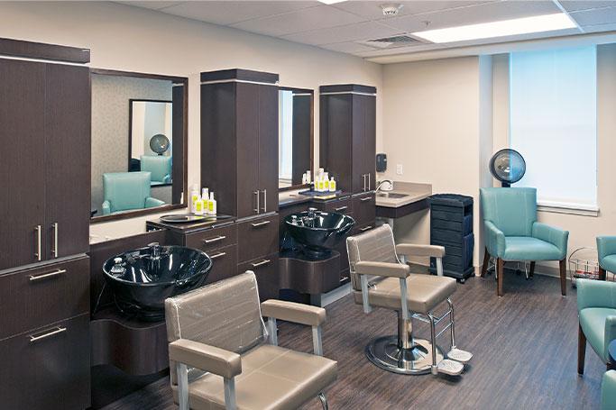 Interior view of a hair salon in a senior living facility