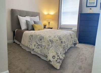 Cozy bedroom setup in a senior living facility