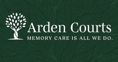 Logo with text and graphic on a green background