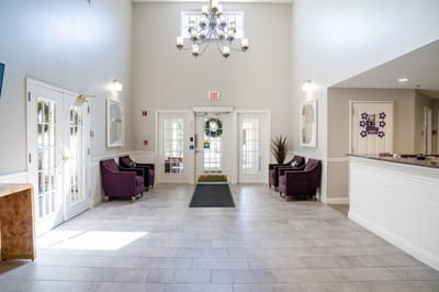 Bright and welcoming lobby area with seating