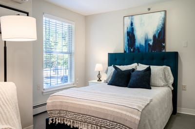 Cozy interior view of a resident bedroom