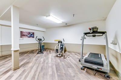 Interior of a fitness area with exercise equipment