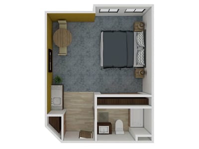 Layout of a private resident room