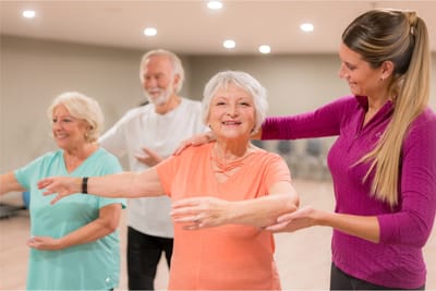 Residents participating in a joyful activity session.