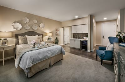 Cozy, well-furnished resident room with kitchenette