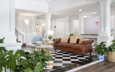 Interior common area with seating and plants