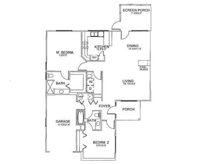 Architectural floor plan of a residential unit
