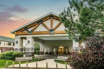 Exterior view of Legacy House with landscaping