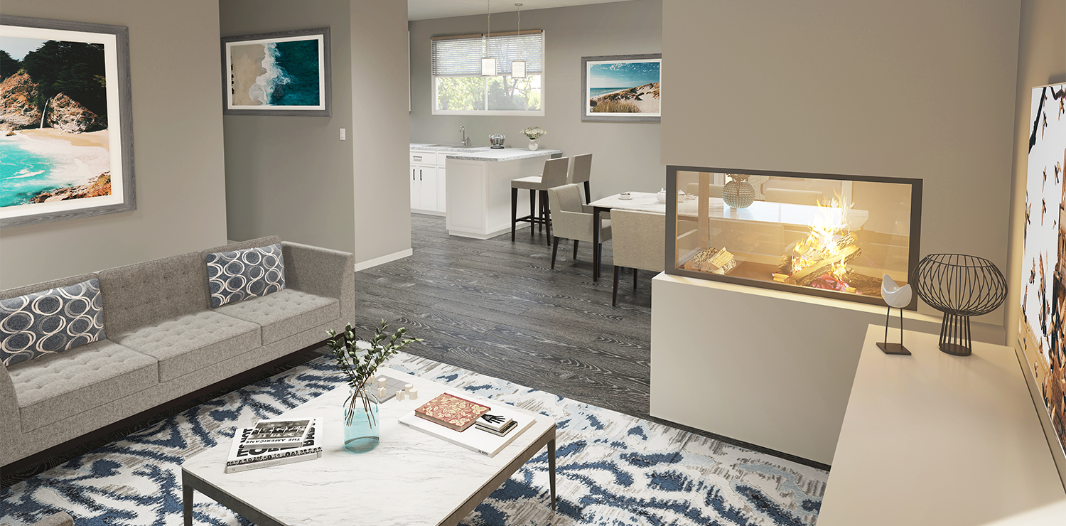 Bright common area featuring modern decor and furnishings