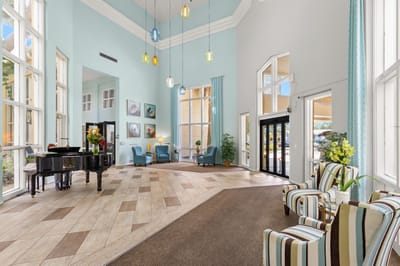 Bright and welcoming common area with seating