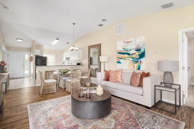 Bright and inviting living area in a senior living space