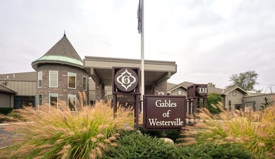 Exterior view of Gables of Westerville with landscaping