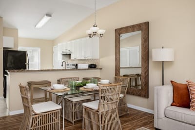 Dining area with a modern table and chairs